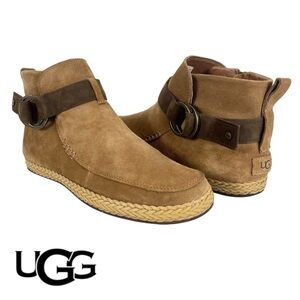 UGG Women 10 Tan Sloan Harness Suede Leather Ankle Booties Boots‎ S/N 1103573
